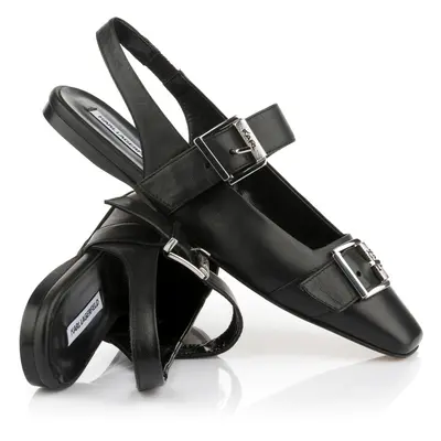 Baleríny karl lagerfeld konnie double strap pump black lthr w/silver