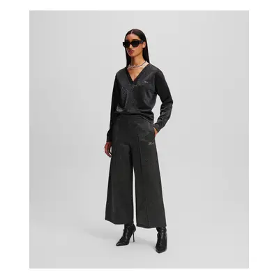 Kalhoty karl lagerfeld lurex jersey culottes silver lurex