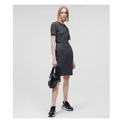 Šaty karl lagerfeld monogram punto dress black/grey mel