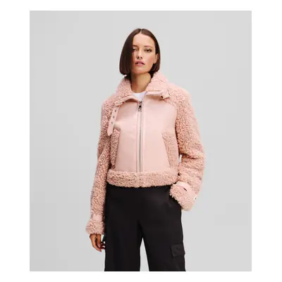 Bunda karl lagerfeld faux shearling jacket rose smoke