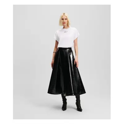 Sukně karl lagerfeld faux leather croc a line skirt black