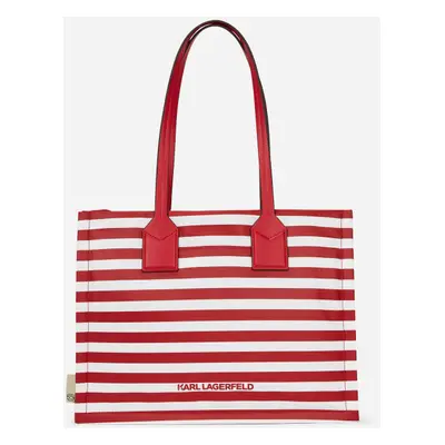 Kabelka karl lagerfeld ikon nylon md square tote scarlet sage-white stripes