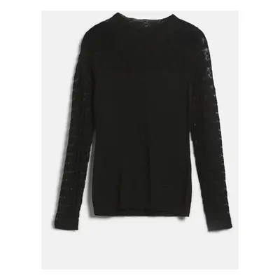 Svetr karl lagerfeld fan lace long sleeve black