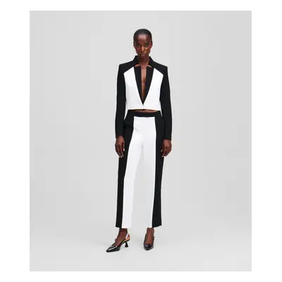 Kalhoty karl lagerfeld colour block cigarette pants white/black