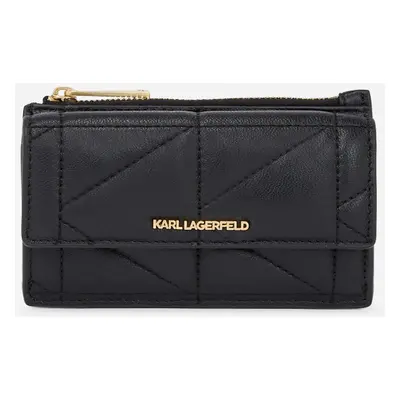 Pouzdro na platební karty karl lagerfeld k/kuilt zip cardholder w/flap black