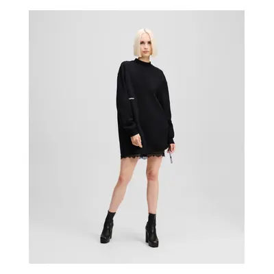 Mikinové šaty karl lagerfeld jeans klj lace sweat dress black