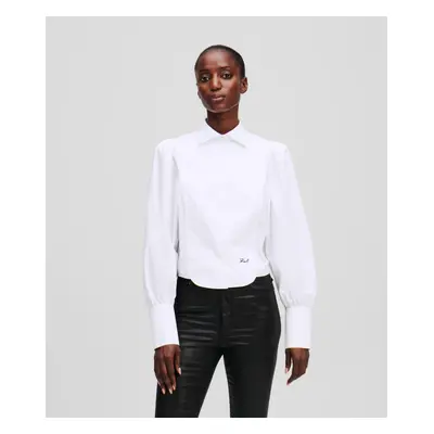 Košile karl lagerfeld fashion poplin shirt black textured lthr