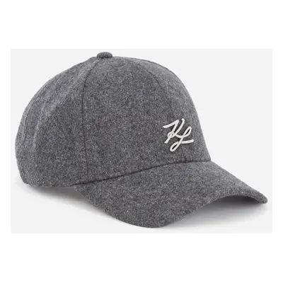 Kšiltovka karl lagerfeld k/autograph pin wool cap mid grey nubuck