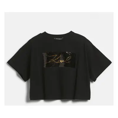 Tričko karl lagerfeld reversible sequins t-shirt black