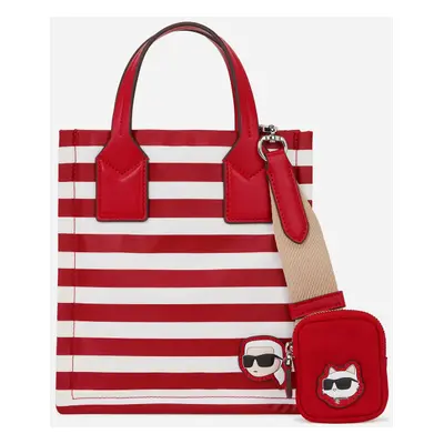 Kabelka karl lagerfeld ikon nylon sm square tote scarlet sage-white stripes