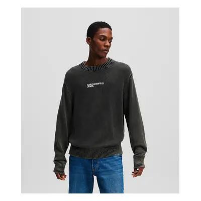 Svetr karl lagerfeld jeans klj acid wash knit sweat washed black