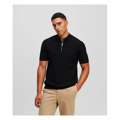 Svetr karl lagerfeld monogram sslv zip up polo black