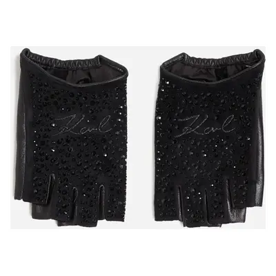 Rukavice karl lagerfeld k/signature glitter fl gloves black embellishment