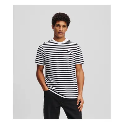 Tričko karl lagerfeld ikon striped t-shirt black/white