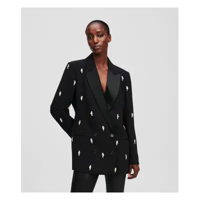 Blejzr karl lagerfeld embellished tailored jacket black