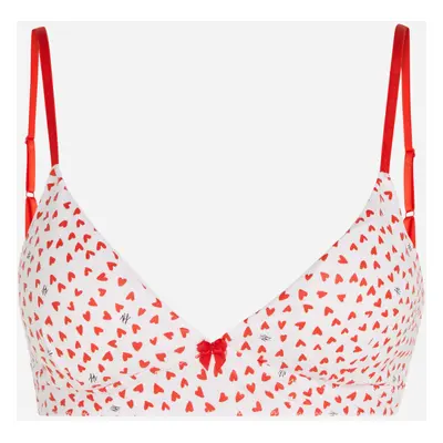 Spodní prádlo karl lagerfeld karl heart triangle bralette white-red karl heart aop