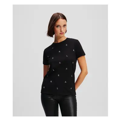 Tričko karl lagerfeld rhinestone karl t-shirt black