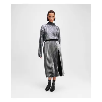 Sukně karl lagerfeld foil pleated skirt gunmetal