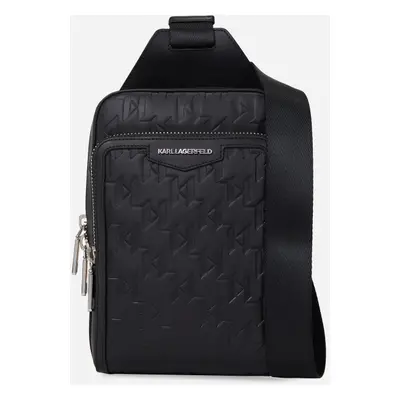 Taška karl lagerfeld k/loom leather sling bag black