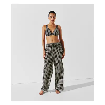 Plážové oblečení karl lagerfeld monogram beach pants kl monogram black/white