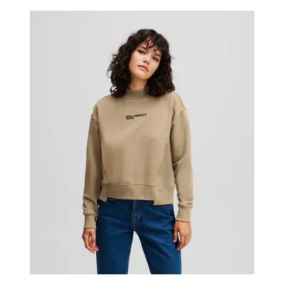 Mikina karl lagerfeld jeans klj asymmetric mock sweat desert taupe