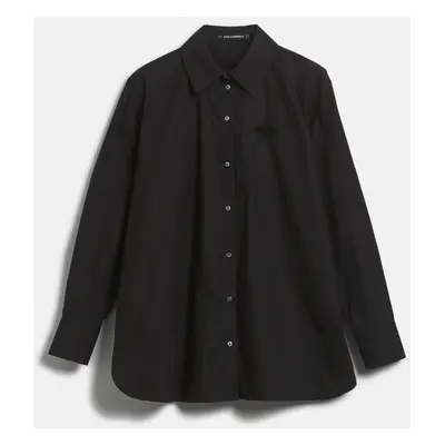 Košile karl lagerfeld fan lace poplin shirt black