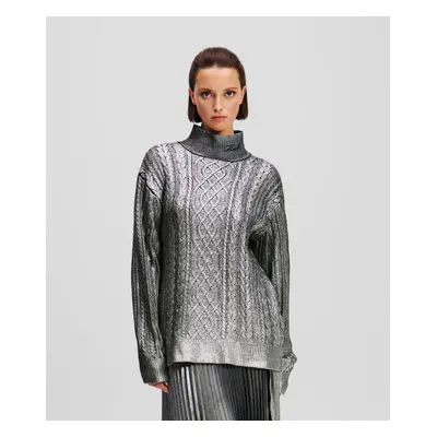 Svetr karl lagerfeld cable knit sweater gunmetal