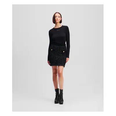 Sukně karl lagerfeld boucle knit skirt black