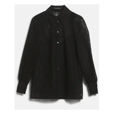 Halenka karl lagerfeld fan lace evening blouse black