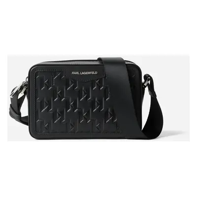 Taška karl lagerfeld k/loom leather camera bag black