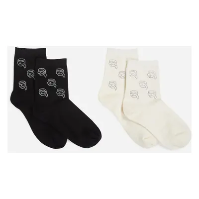 Ponožky karl lagerfeld ikon rhinestone sock black/cream