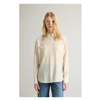 Košile woolrich washed silk shirt milky cream