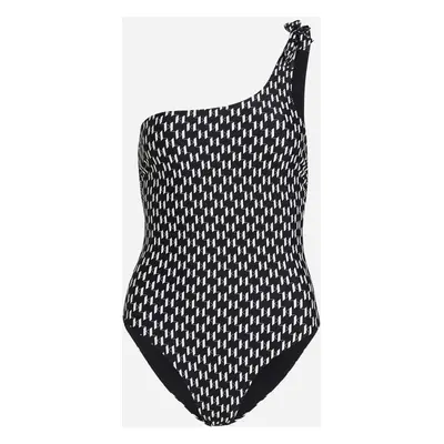 Plavky karl lagerfeld monogram tie cheeky swimsuit kl monogram black/white