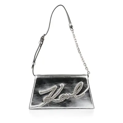 Kabelka karl lagerfeld k/signature 2.0 sp shb metallc silver