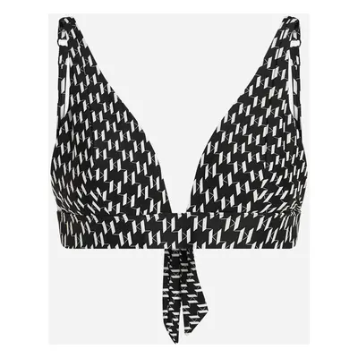 Plavky karl lagerfeld monogram plunge triangle top kl monogram black/white