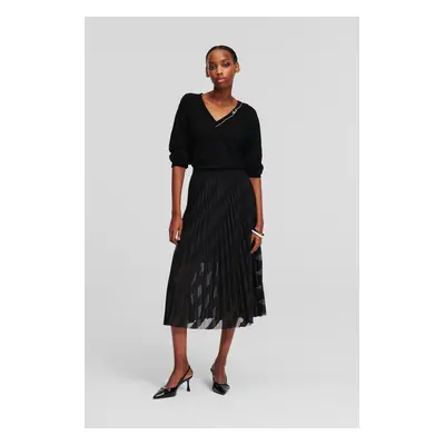 Sukně karl lagerfeld diagonal mesh pleated skirt black