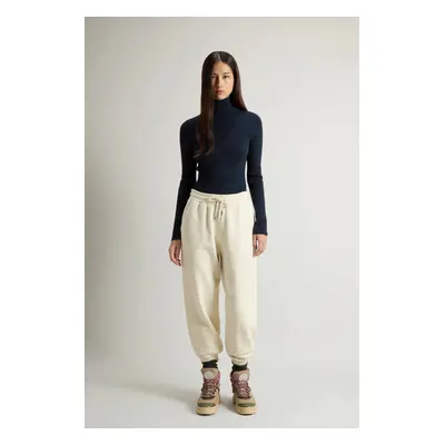 Tepláky woolrich light fleece pant milky cream