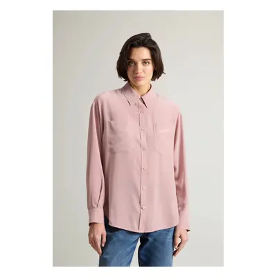 Košile woolrich washed silk shirt woodrose