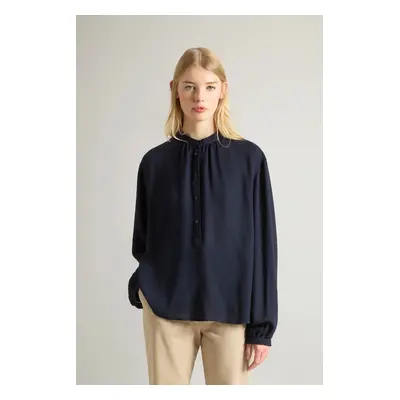 Halenka woolrich light gauze wool shirt melton blue