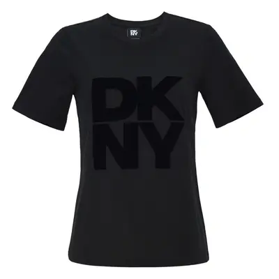 Tričko dkny regular t shirt w/ve black