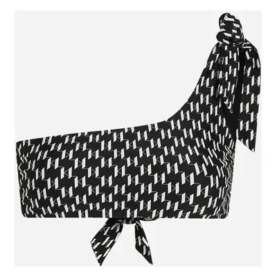 Plavky karl lagerfeld monogram one shoulder tie top kl monogram black/white