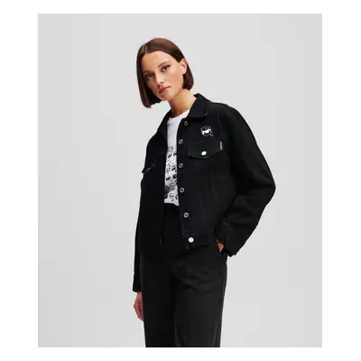 Bunda karl lagerfeld ikon print denim jacket black denim