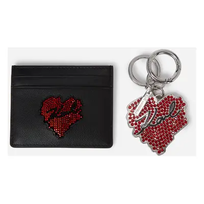 Pouzdro na platební karty karl lagerfeld k/hearts ch+keychain gp black