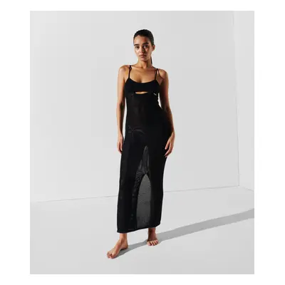 Plážové oblečení karl lagerfeld crochet maxi beach dress black