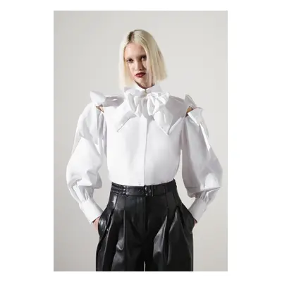 Košile karl lagerfeld bow detail poplin shirt white