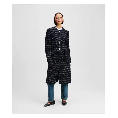 Kabát karl lagerfeld boucle long jacket dark navy boucle