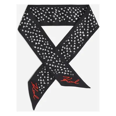 Šátek karl lagerfeld k/hearts thin silk scarf gp black/white