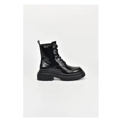 Sněhule karl lagerfeld klj wedge puffa boot black patent lthr