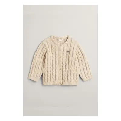 Kardigan gant shield cotton cable cardigan light beige melange