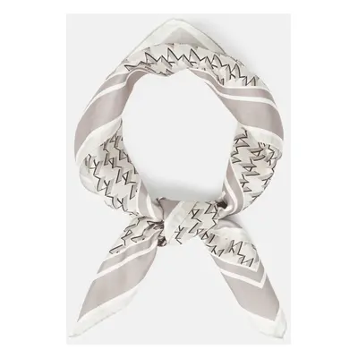 Šátek karl lagerfeld k/monogram silk scarf ash grey / cement